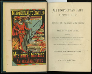 J. W. Buel. Metropolitan Life Unveiled: The Mysteries and Miseries of America’s Great Cities, Embracing New York, Washington City, San Francisco, Salt Lake City, and New Orleans. San Francisco: A. L. Bancroft & Co., 1882.